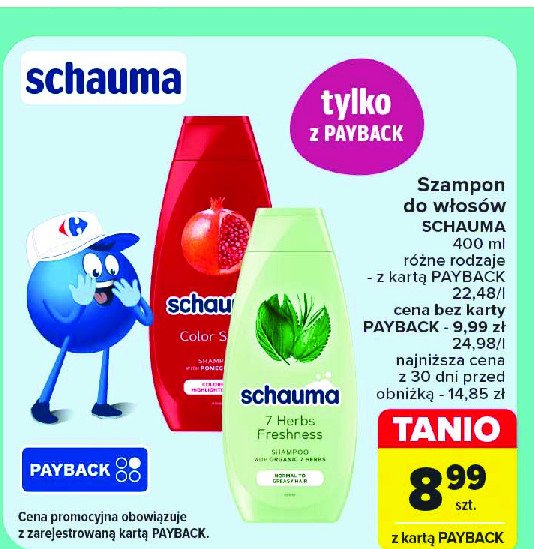 Szampon do włosów ziołowy Schauma 7 herbs promocja w Carrefour