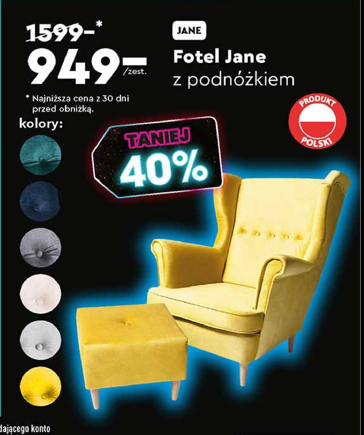 Fotel jane z podnóżkiem promocja w Biedronka