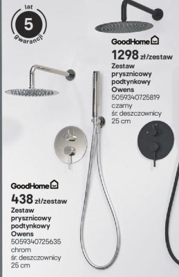 Zestaw prysznicowy podtynkowy Owens chrom promocja w Castorama