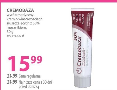 Wyrób medyczny CREMOBAZA z 50% mocnikiem promocja w Hebe