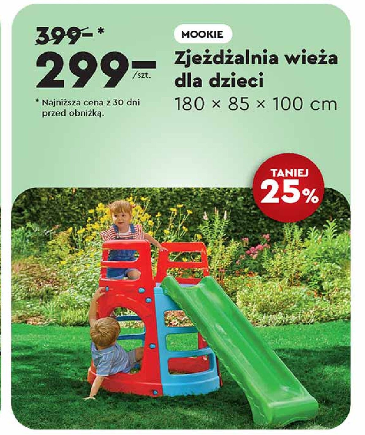Zjeżdżalnia dla dzieci wieża 180 x 85 x 100 cm Mookie promocja
