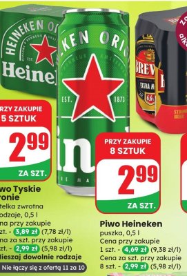 Piwo Heineken puszka promocja w Dino