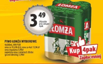 Piwo ŁOMŻA WYBOROWE 4x500ml promocja w Arhelan