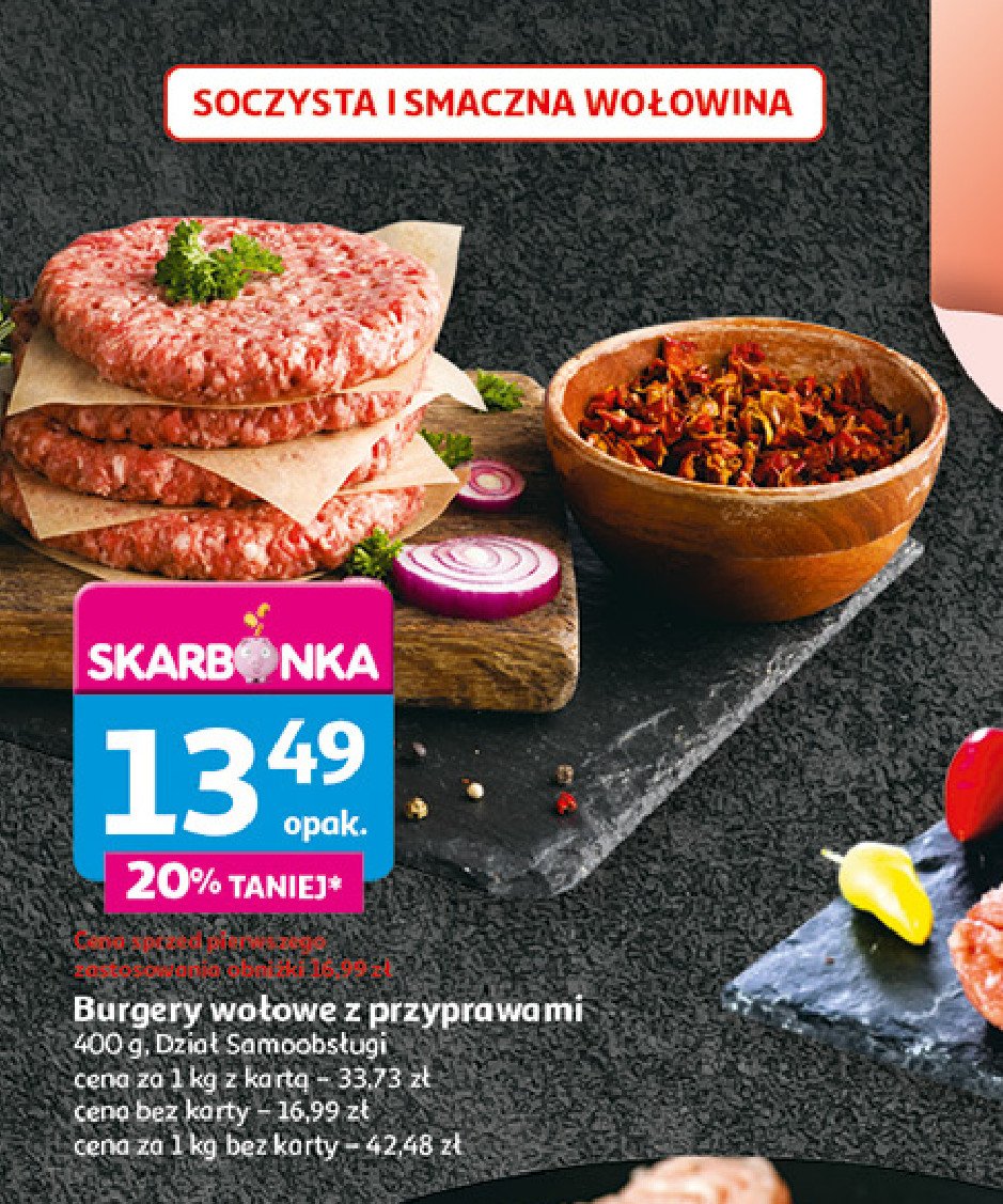 Burger wołowy z przyprawami promocja w Auchan
