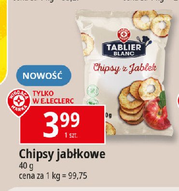 Chipsy z jabłek Wiodąca marka tablier blanc promocja w Leclerc