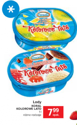 Lody o smaku kwaśnej lemoniady Koral kolorowe lato promocja