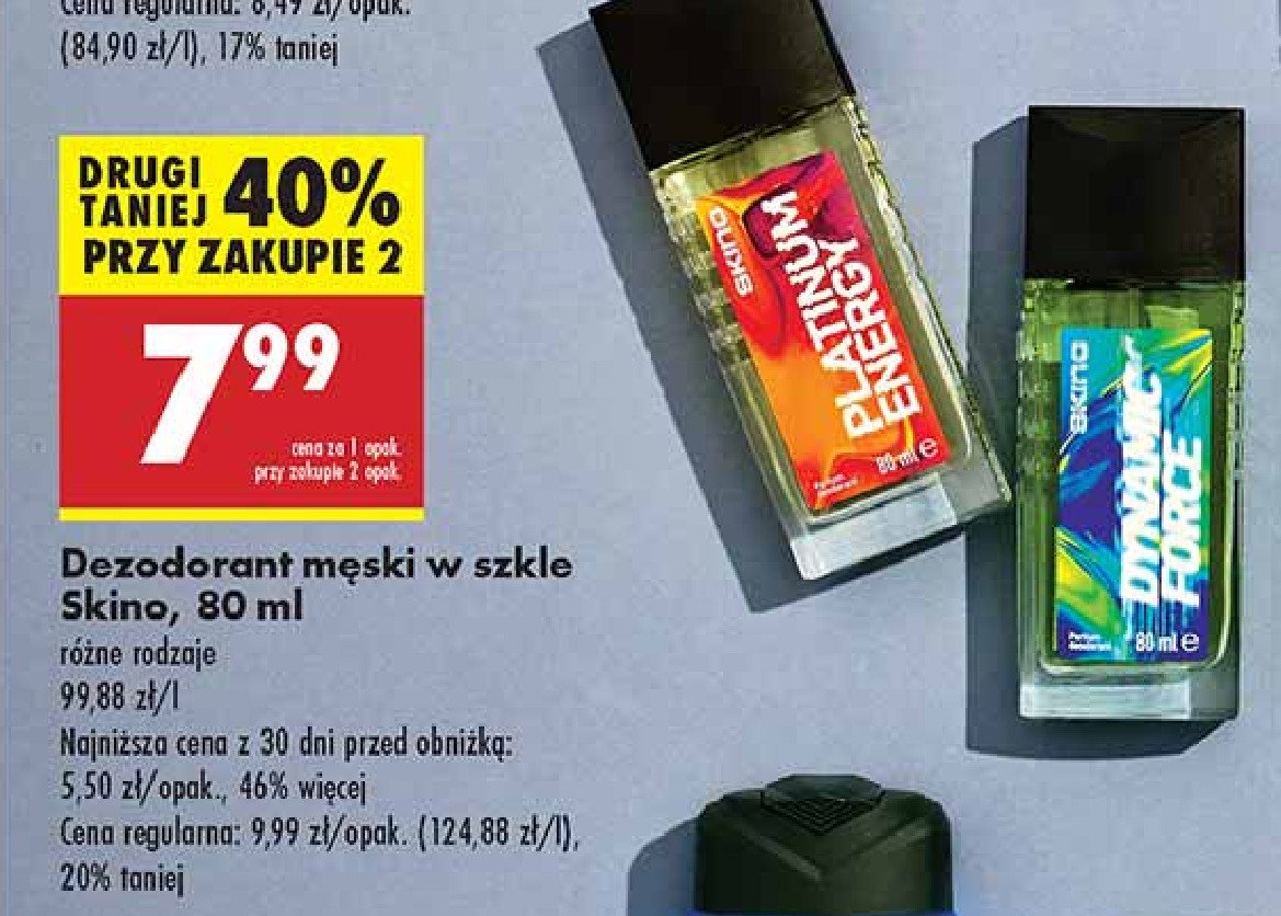 Dezodorant platinum energy Skino promocja w Biedronka