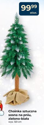 Choinka sztuczna sosna na pniu, zielono-biała wys. 120 cm promocja w PSB Mrówka