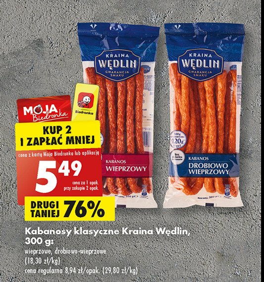 Kabanosy klasyczne wieprzowe Kraina wędlin promocja