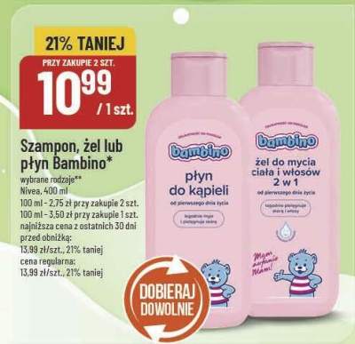 Szampon, żel lub płyn Bambino Nivea promocja w POLOmarket