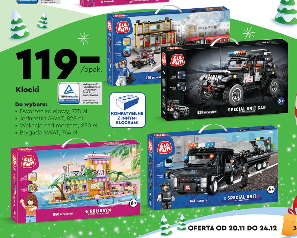 Klocki jednostka swat 828 el. Elefun promocja