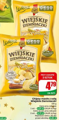Chipsy masło z solą Wiejskie Ziemniaczki Lorenz promocja w Dino