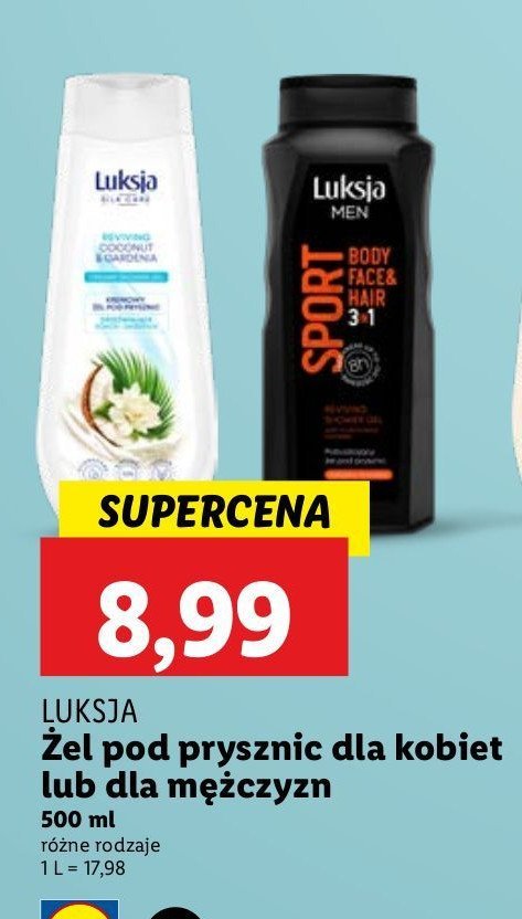 Żel pod prysznic kokos i gardenia Luksja silk care promocja