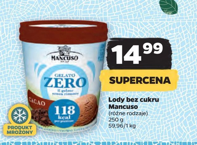 Lody kakaowe bez cukru Mancuso gelati promocja w Auchan