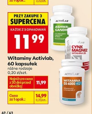 Witaminy Activlab, 60 kapsułek różne rodzaje promocja w Biedronka