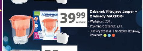 Dzbanek jasper 2.8 l limonkowy + 2 x wkład b25 Aquaphor promocja w Auchan