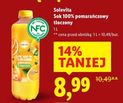 Sok Solevita Sok 100% pomarańczowy tłoczony promocja w Lidl