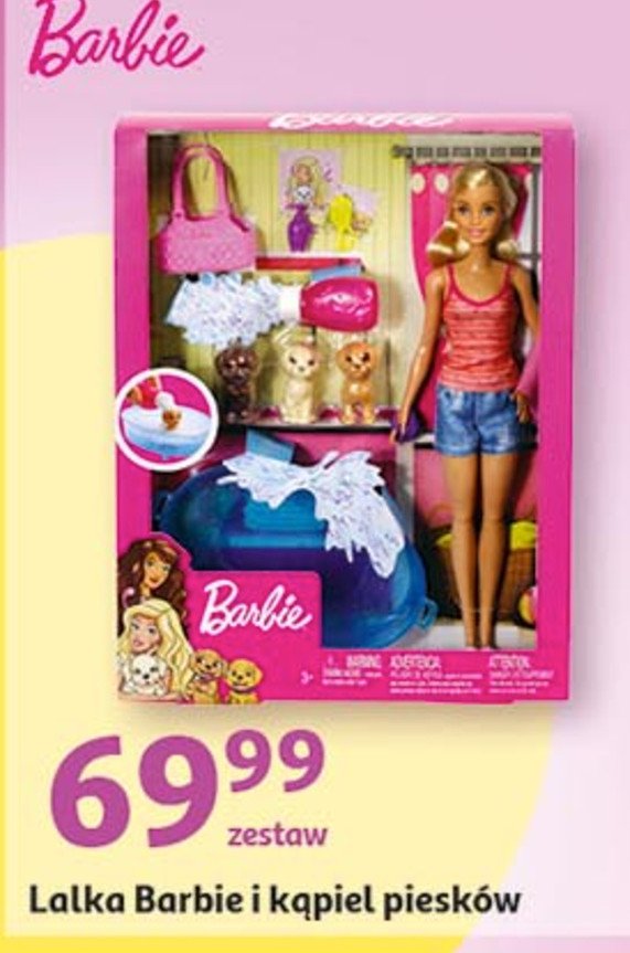 Barbie kąpiel piesków Mattel promocja