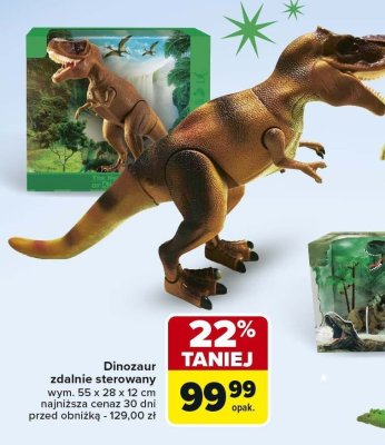 Dinozaur zdalnie sterowany wym. 55 x 28 x 12 cm promocja w Carrefour