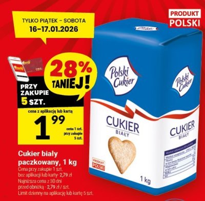 Cukier biały paczkowany Polski Cukier, 1 kg promocja w Twój Market