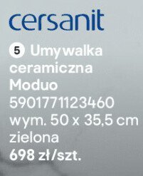Umywalka ceramiczna Moduo zielona 50x35.5 cm promocja w Castorama