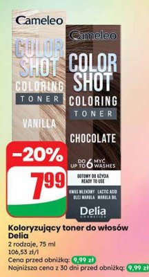 Toner koloryzujący do włosów Cameleo Color Shot 2 rodzaje: Vanilla, Chocolate promocja w Dino