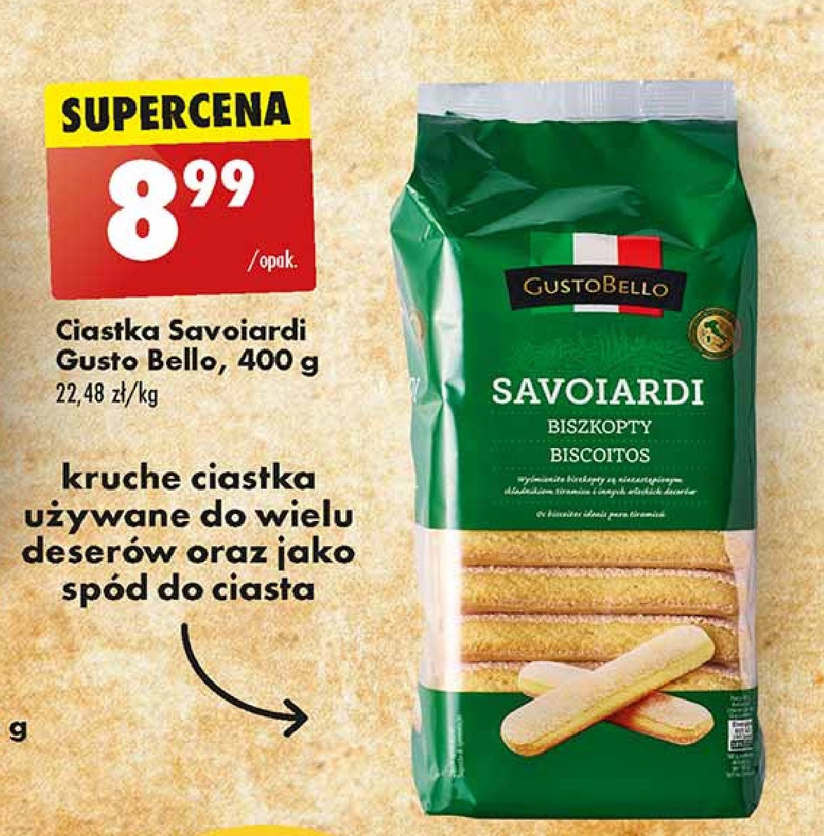 Ciastka savoiardi Gustobello promocja