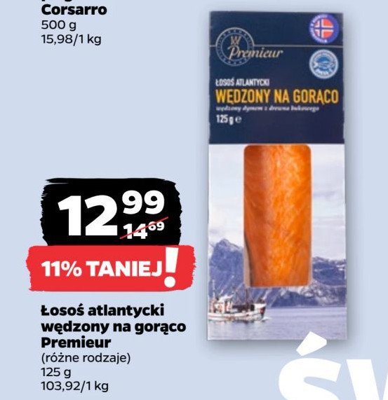 Łosoś wędzony na gorąco Premieur promocja w Netto