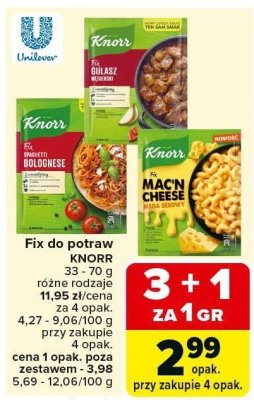 Fix do potraw Knorr różne rodzaje promocja w Carrefour