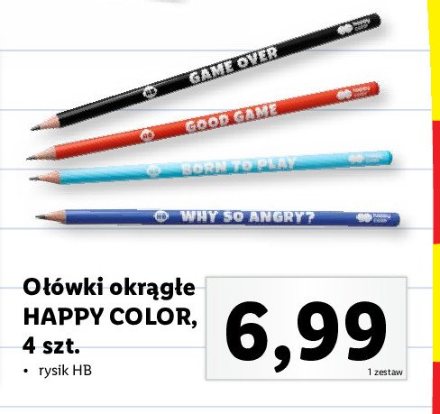 Ołówki okrągłe hb HAPPY COLOR promocja