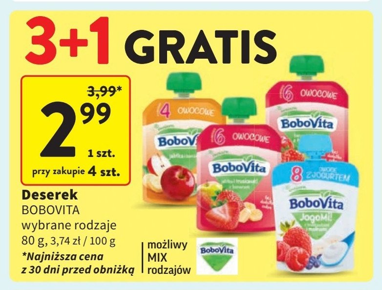 Owoce z jogurtem w tubce truskawki-maliny Bobovita jogomi! promocja