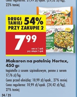 Makaron na patelnię tagliatelle z sosem szpinakowym Hortex promocja