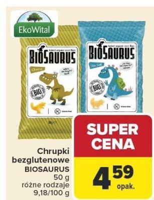 Chrupki bezglutenowe BIOSAURUS różne rodzaje promocja w Carrefour