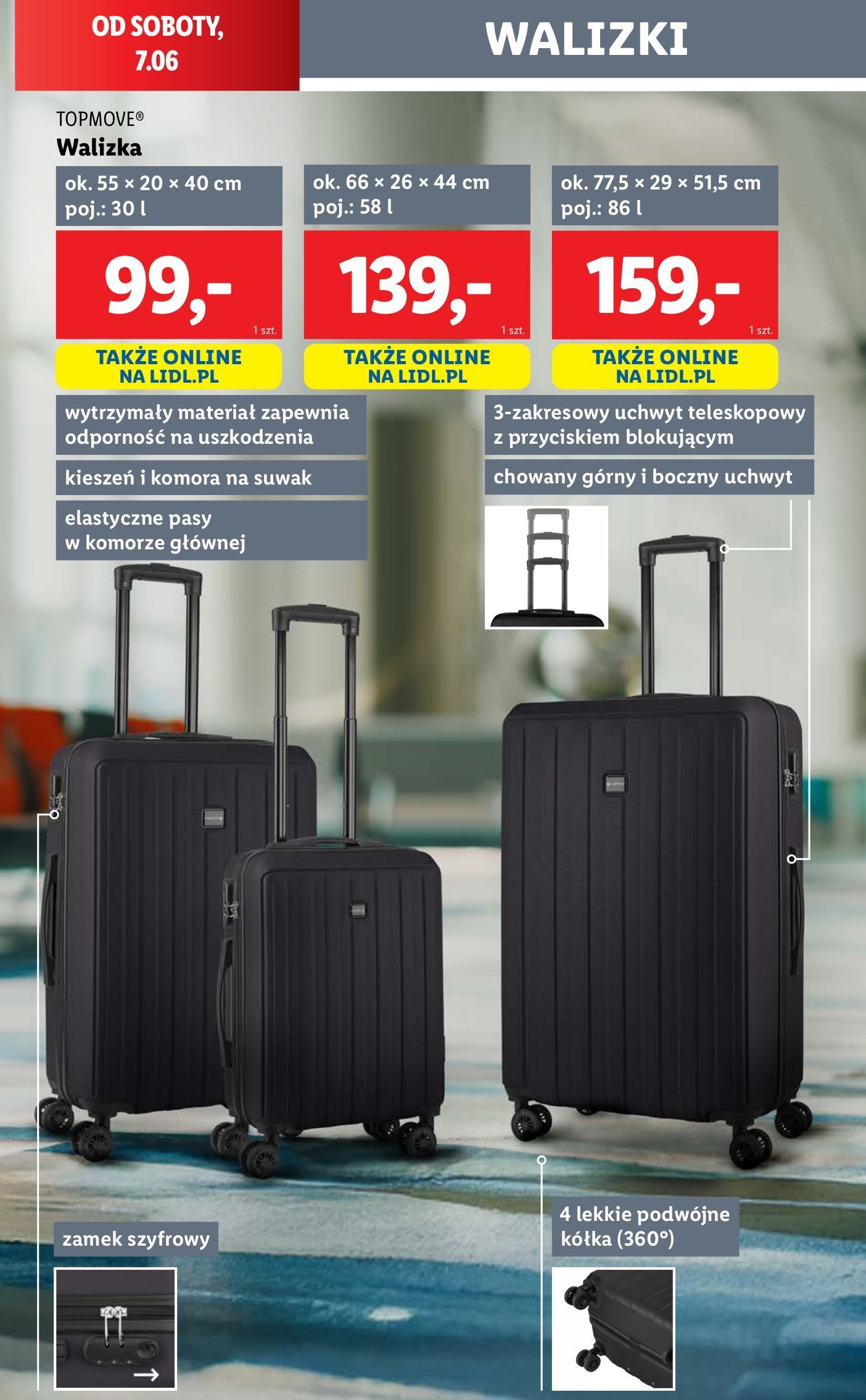 Walizka na kółkach 30 l Topmove promocja w Lidl