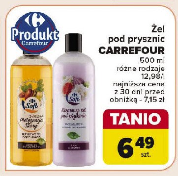 Żel pod prysznic figa & jaśmin Carrefour soft promocja