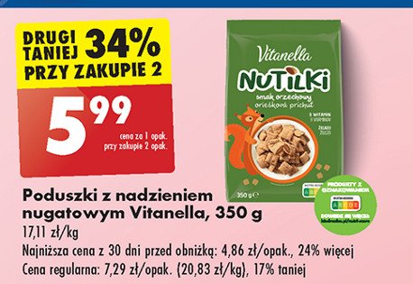 Poduszki z nadzieniem nugatowym Vitanella promocja