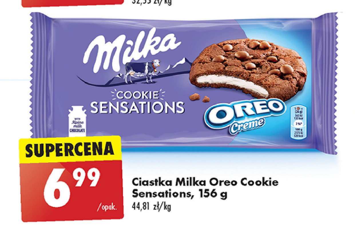 Ciastka z nadzieniem oreo Milka cookies sensations promocja