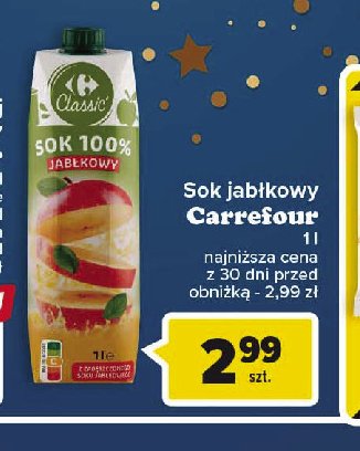 Sok jabłkowy 100% Carrefour classic promocja