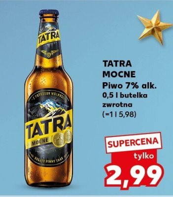 Piwo Tatra Mocne 7% alk. 0,5 l butelka zwrotna promocja w Kaufland