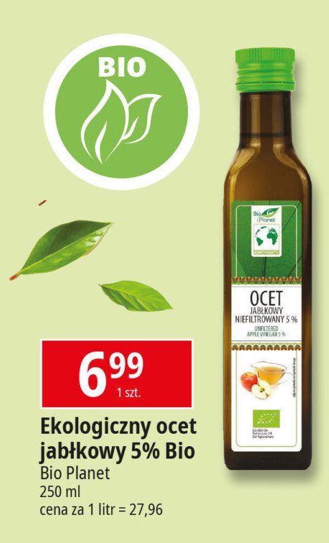 Ocet jabłkowy niefiltrowany Bio planet promocja w Leclerc