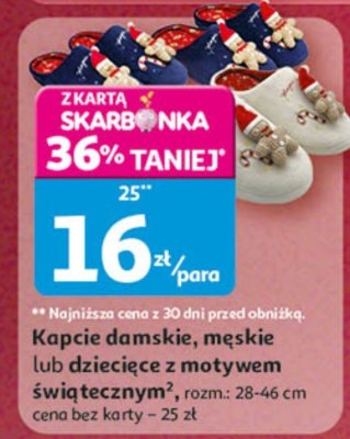 Kapcie damskie, męskie lub dziecięce z motywem świątecznym promocja w Auchan