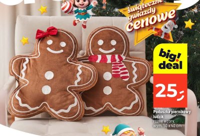 Poduszka piernikowy ludzik różne wzory 50 x 40 cm promocja w Dealz