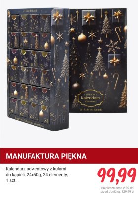 Kalendarz adwentowy z kulami do kąpieli, 24x50g, 24 elementy promocja w Rossmann
