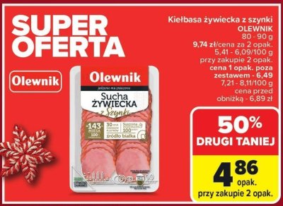 Kiełbasa żywiecka z szynki Olewnik promocja w Carrefour Market