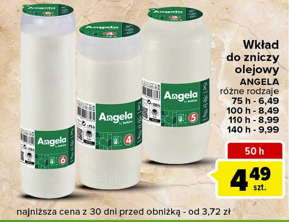 Wk艂ad parafinowy angela 110 h Bolsius promocja