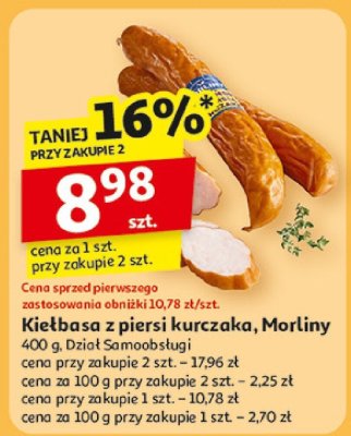 Kiełbasa z piersi kurczaka Morliny 400g Dział Samoobsługi promocja w Auchan