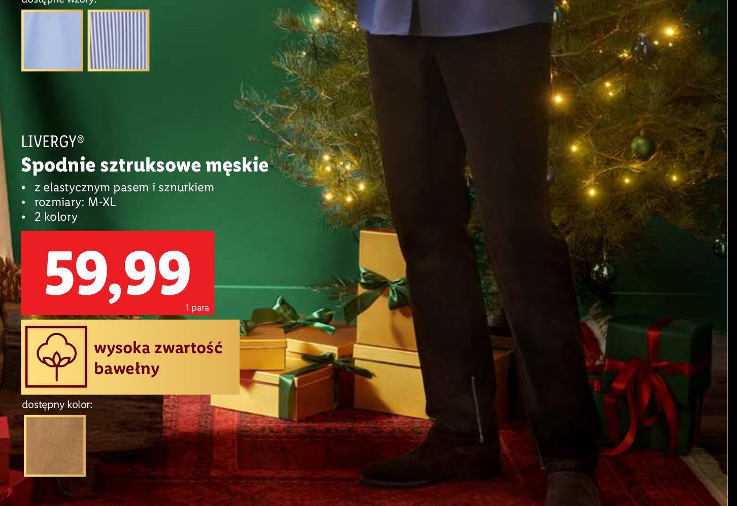 Spodnie męskie sztruksowe m-xl Livergy promocja w Lidl