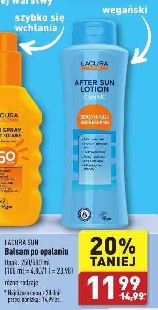 Balsam po opalaniu classic Lacura sun promocja