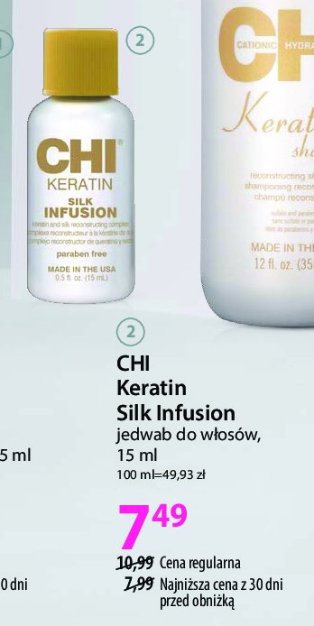 Jedwab do włosów Chi keratin silk infusion promocja