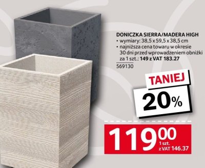 Doniczka Sierra/Madera High wymiary 38,5 x 39,5 x 38,5 cm promocja w Selgros
